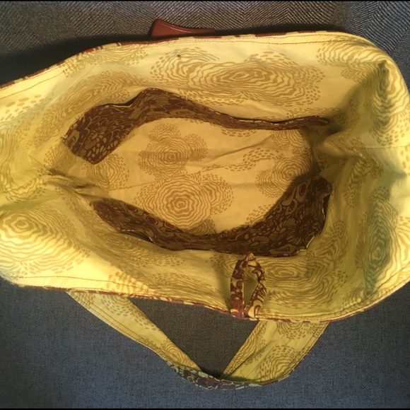 Unique Over-the-Shoulder Green and Brown Print Bag - Picture 7 of 10